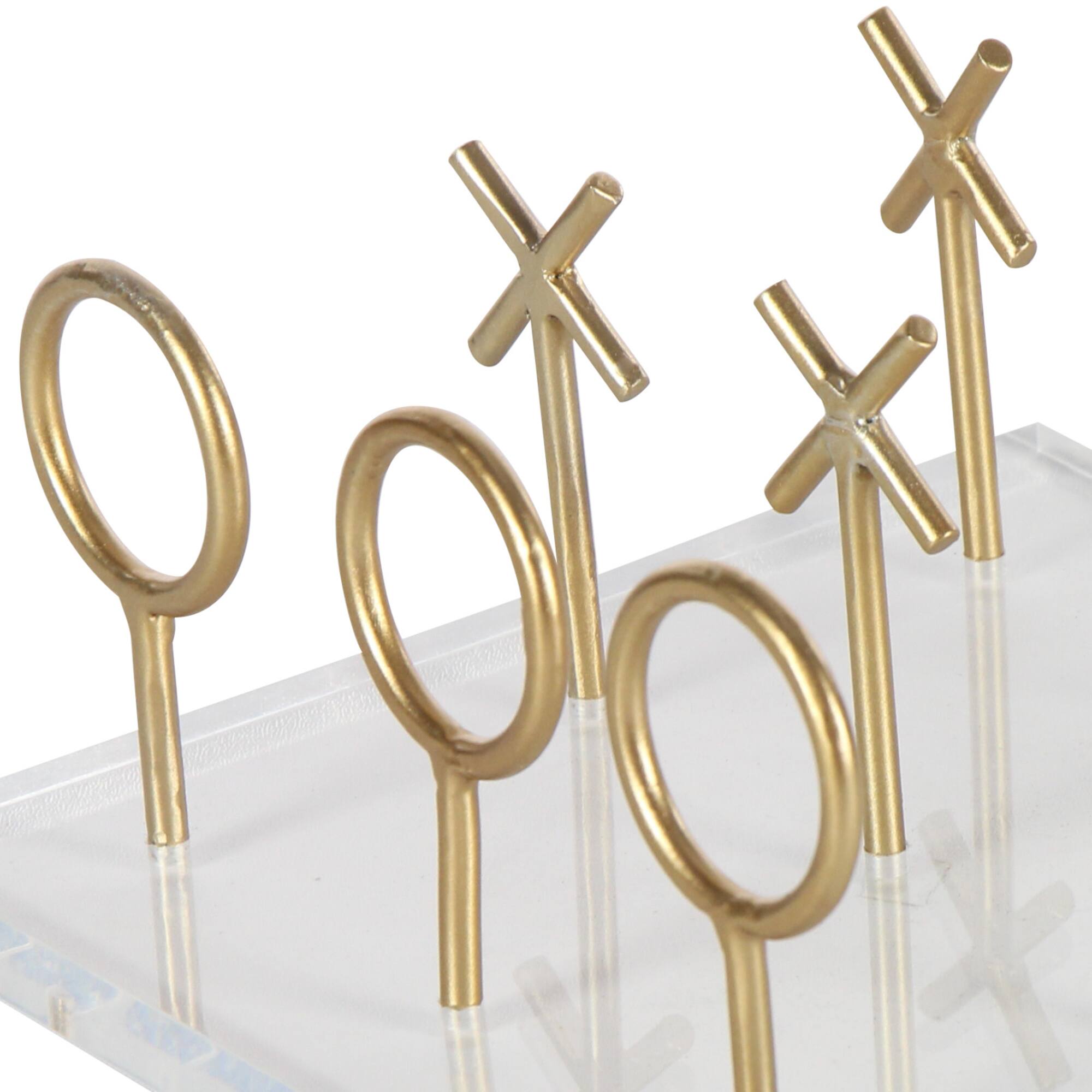 CosmoLiving by Cosmopolitan Gold & White Acrylic Glam Tic-Tac-Toe Game Set
